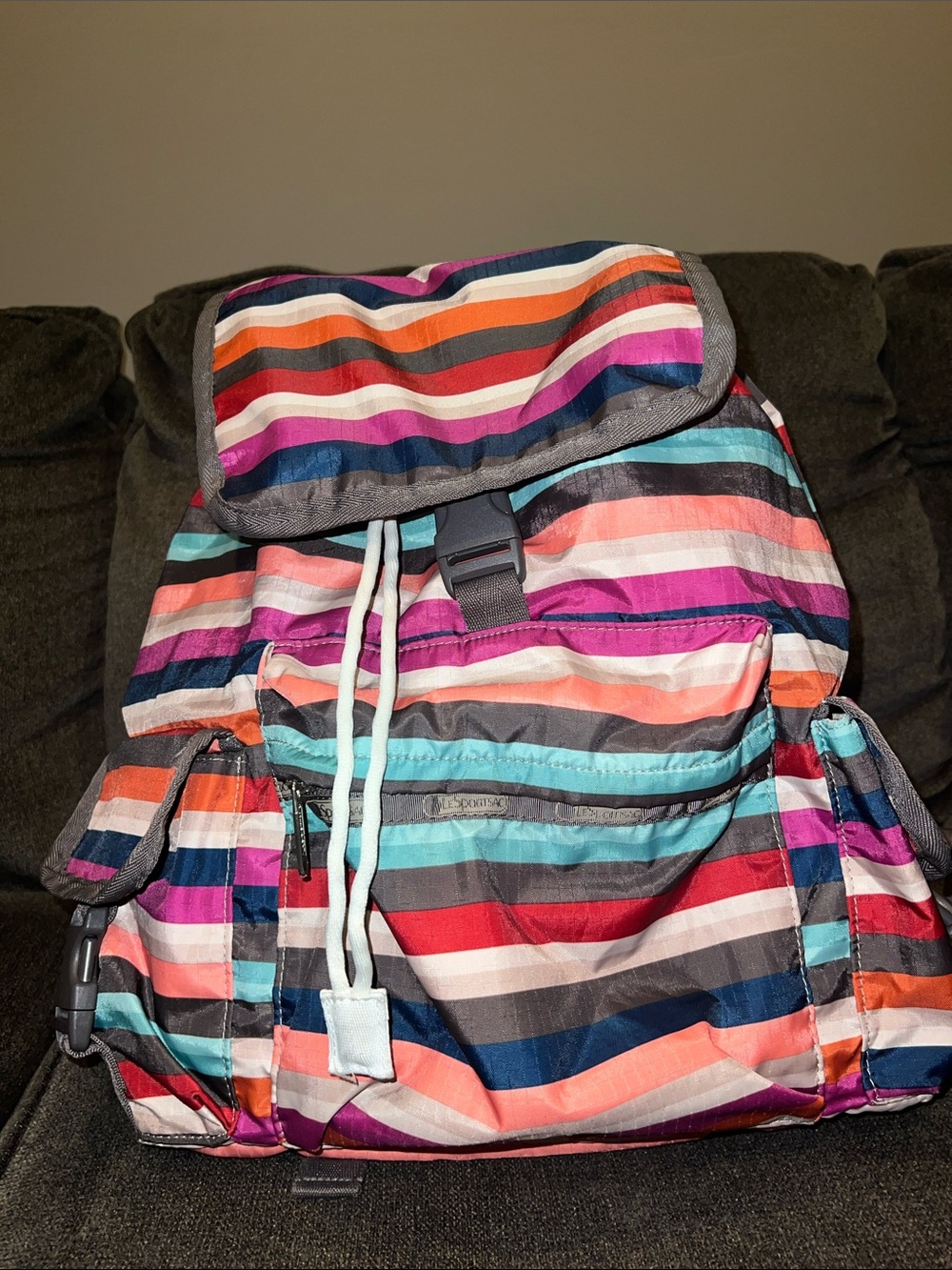 Lesportsac Le Sportsac striped backpack bag women’s - Picture 2 of 5